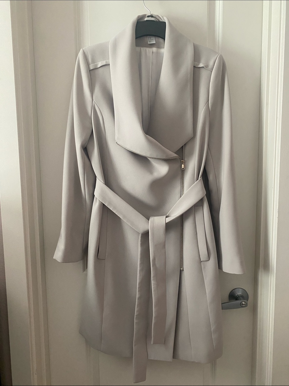 H&M Light Gray Women's Wrap Belted Trench Coat